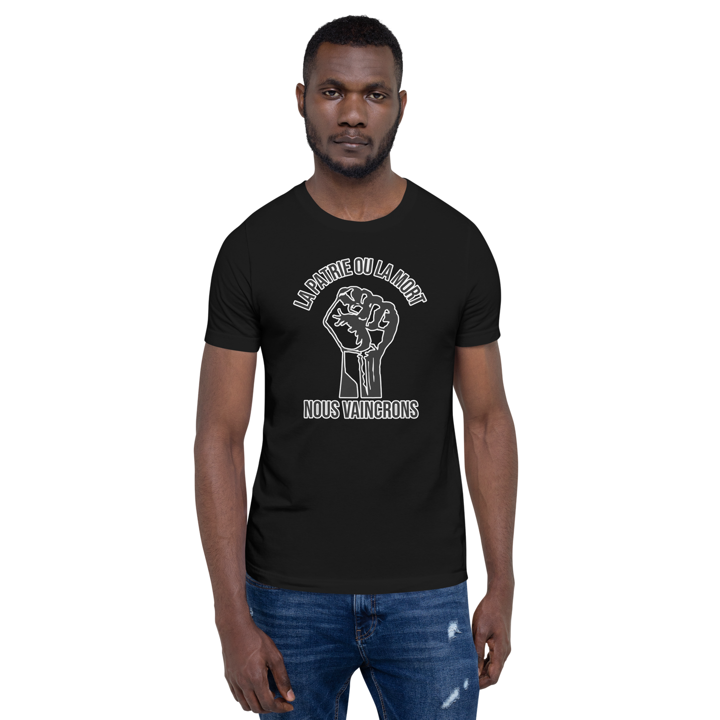 La Patrie ou la Mort — Homeland or Death, We Shall Overcome Black and White Unisex t-shirt